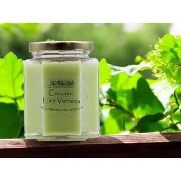 Coconut Lime Verbena Scented Blended Soy Candle | Soft Floral Spring Fragrance | Hand Poured in The USA by Just Makes Scents