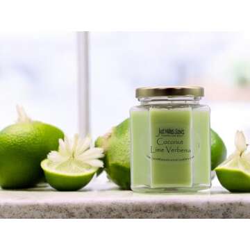Coconut Lime Verbena Scented Blended Soy Candle | Soft Floral Spring Fragrance | Hand Poured in The USA by Just Makes Scents