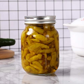 YINGERHUAN Mason Jars 16 oz - Clear Glass & Lids