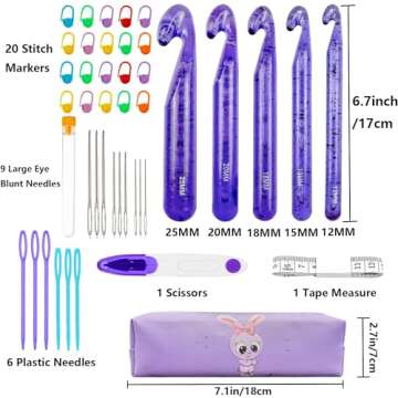 43 Pcs Large Crochet Hooks Set,12mm 15mm 18mm 20mm 25mm Large Crochet Hooks for Chunky Yarn,Plastic ...