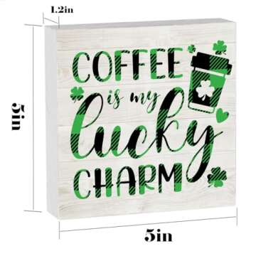 Coffee is My Lucky Charm St Patricks Day Decor St Patricks Day Coffee Bar Decor St Patrick Decorations for Home St Patricks Day Table Decor St Patricks Day Gifts for Coworkers 5 x 5 inches