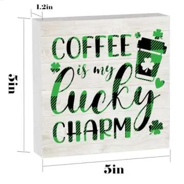 Coffee is My Lucky Charm St Patricks Day Decor St Patricks Day Coffee Bar Decor St Patrick Decorations for Home St Patricks Day Table Decor St Patricks Day Gifts for Coworkers 5 x 5 inches