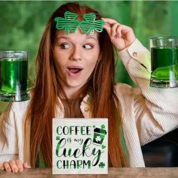 Coffee is My Lucky Charm St Patricks Day Decor St Patricks Day Coffee Bar Decor St Patrick Decorations for Home St Patricks Day Table Decor St Patricks Day Gifts for Coworkers 5 x 5 inches