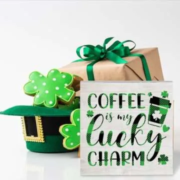 Coffee is My Lucky Charm St Patricks Day Decor St Patricks Day Coffee Bar Decor St Patrick Decorations for Home St Patricks Day Table Decor St Patricks Day Gifts for Coworkers 5 x 5 inches