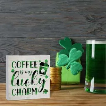 Coffee is My Lucky Charm St Patricks Day Decor St Patricks Day Coffee Bar Decor St Patrick Decorations for Home St Patricks Day Table Decor St Patricks Day Gifts for Coworkers 5 x 5 inches