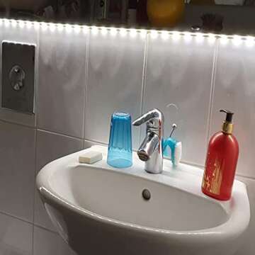 Amagle 9.8ft Under Cabinet Lighting Motion Led Strip Closet Lights Battery Powered Basement Trunk Counter Bed Stair Light for Bedroom Kitchen Indoor Nature White 4000K