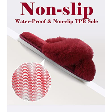 Ankis Women Red Fuzzy Fluffy Slippers For Cozy Comfort