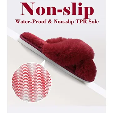Ankis Women Red Fuzzy Fluffy Slippers For Cozy Comfort