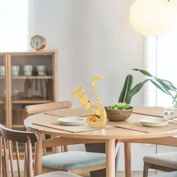 Agatige Gold Coffee Spoon for Coffee Bar, 6pcs 5in Long Coffee Stir Spoon Crown Handle Dessert Spoons Gold Tea Spoons Espresso Spoons with Decorative Swan Base Holder (Gold)