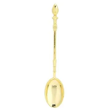 Agatige Gold Coffee Spoon for Coffee Bar, 6pcs 5in Long Coffee Stir Spoon Crown Handle Dessert Spoons Gold Tea Spoons Espresso Spoons with Decorative Swan Base Holder (Gold)