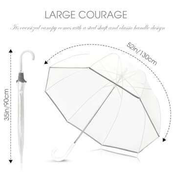 Trenovo 52 Inch Clear Bubble Umbrella - Stylish, Safe and Chic