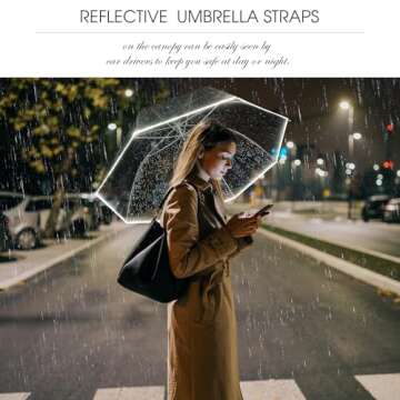 Trenovo 52 Inch Clear Bubble Umbrella for Stylish Rain Coverage