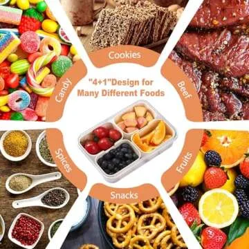 WGBP Snackle Box Container, 4 Compartment Divided Serving Tray with Lid, Snack Box Container for Candy, Fruit and Snacks, Great for Gatherings, Outings, Parties and Entertaining
