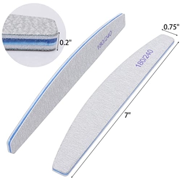 25 Durable 180/240 Grit Nail Files for Manicure and Pedicure