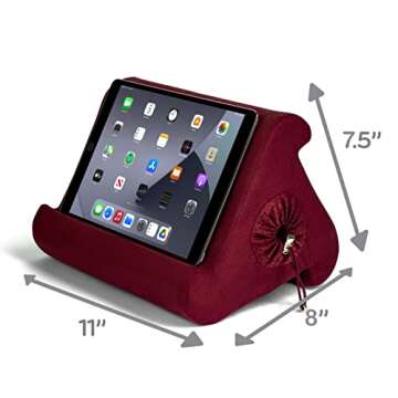 Flippy Tablet Pillow Stand and Holder for Lap, Desk and Bed, Multi-Angle with Storage, Compatible with Kindle, Fire, Samsung Galaxy (Nebbiolo Red)
