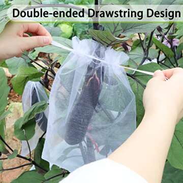 140 PCS Fruit Protection Bags, Fruit Netting Bags, 4 Size, Fruit Cover Mesh Bag with Drawstring, Garden Netting Bag, Mosquito Bug Insect Bird Net Barrier Bag for Fruits Vegetables Plant Flower (White)