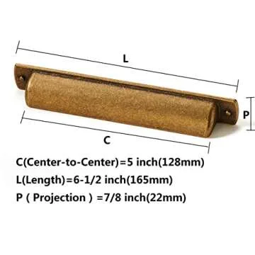 khtumeware 2 Pack 5" "(128mm) Vintage Drawer Pulls Antique Brass Cabinet Bin Cup Pulls Kitchen Hardw...