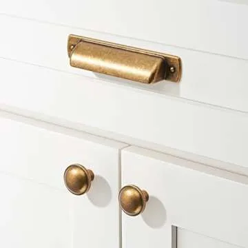 khtumeware 2 Pack 5" "(128mm) Vintage Drawer Pulls Antique Brass Cabinet Bin Cup Pulls Kitchen Hardware Aged Gold Bronze Cabinet Handles Drawer Handles Knobs.
