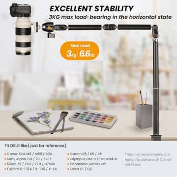 TARION Desk Camera Mount Stand Heavy Duty Articulated Camera Arm Articulating Table Mount Camera Sta...