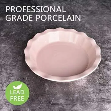 Bosmarlin Ceramic Pie Pan, 9 Inches Pie Dish, 50 oz, Pie Plate for Baking, Microwave, Oven Safe and Dishwasher safe (Pink, 9 inches)