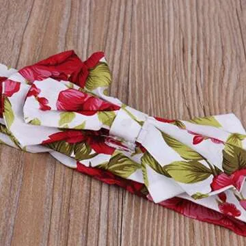 Newborn Kids Baby Girls Clothes Floral Jumpsuit Romper Playsuit + Headband Outfits (A-Red, 0-6 Months)