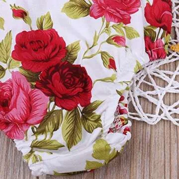 Newborn Kids Baby Girls Clothes Floral Jumpsuit Romper Playsuit + Headband Outfits (A-Red, 0-6 Months)