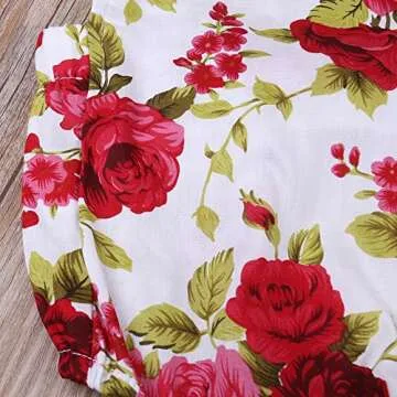 Newborn Kids Baby Girls Clothes Floral Jumpsuit Romper Playsuit + Headband Outfits (A-Red, 0-6 Months)