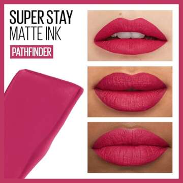 Maybelline Super Stay Matte Ink Liquid Lipstick - Pathfinder Berry Pink, 16H Wear, Long Lasting