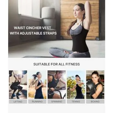 Nebility Women Waist Trainer Corset Zipper Vest Body Shaper Cincher Tank Top with Adjustable Straps (M, Black)