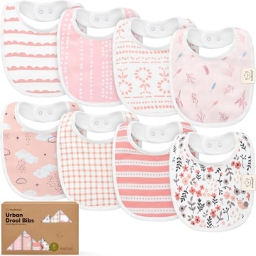 8-Pack Organic Baby Bibs for Boys, Girls - Soft Cotton Drooling and Teething Baby Bibs, Baby Girl Bi...