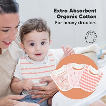 8-Pack Organic Baby Bibs for Boys and Girls - Soft Cotton