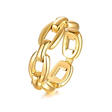 Stylish VNOX 18K Gold Plated Cuff Link Ring for Women, Size 8