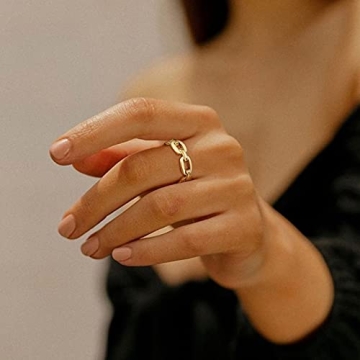 Elegant 18K Gold Plated Cuff Link Ring for Women