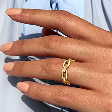 Elegant 18K Gold Plated Cuff Link Ring for Women