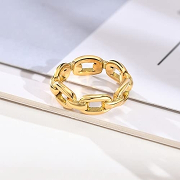 Elegant 18K Gold Plated Cuff Link Ring for Women