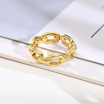 Elegant 18K Gold Plated Cuff Link Ring for Women