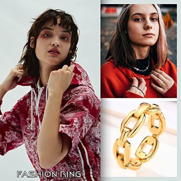 Elegant 18K Gold Plated Cuff Link Ring for Women