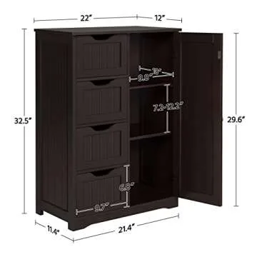 Stylish Yaheetech Bathroom Floor Cabinet Storage Unit
