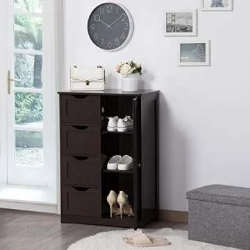 Stylish Yaheetech Bathroom Floor Cabinet Storage Unit