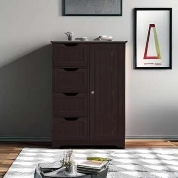 Stylish Yaheetech Bathroom Floor Cabinet Storage Unit