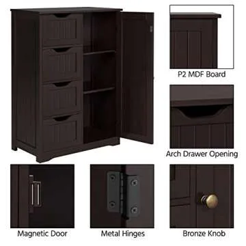 Stylish Yaheetech Bathroom Floor Cabinet Storage Unit