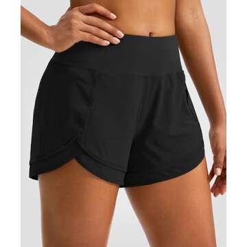 Women's Running Shorts High Waisted Quick-Dry 3 Inch Gym Workout Athletic Shorts for Women with Zipp...