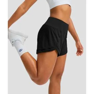 Women's Running Shorts High Waisted Quick-Dry 3 Inch Gym Workout Athletic Shorts for Women with Zipper Pocket(Black, S)