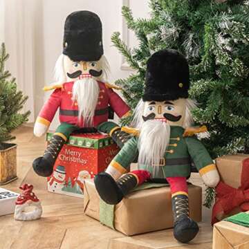 Phantoscope Nutcracker Christmas Throw Pillow Handcrafted Velvet Decorations Decor Pillow Family Kid...