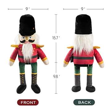 Phantoscope Nutcracker Christmas Throw Pillow Handcrafted Velvet Decorations Decor Pillow Family Kids Gift for Indoor Living Room Sofa Couch, Red 9 x 24 Inches