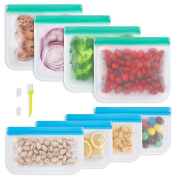 COOKFUN 8 Pack Reusable Ziplock Bags for Eco-Friendly Storage