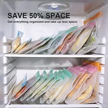 COOKFUN 8 Pack Reusable Ziplock Bags for Eco-Friendly Storage