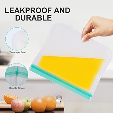 COOKFUN 8 Pack Reusable Ziplock Bags for Eco-Friendly Storage