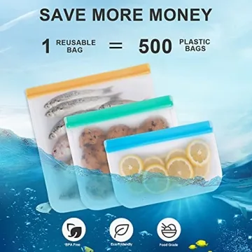 COOKFUN 8 Pack Reusable Ziplock Bags for Eco-Friendly Storage