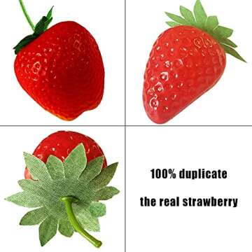 Happy Trees 30 Pieces Artificial Strawberries Assorted Size, Lifelike Plastic Fake Fruit Decoration for Home Kitchen Party Photography Props (Red)
